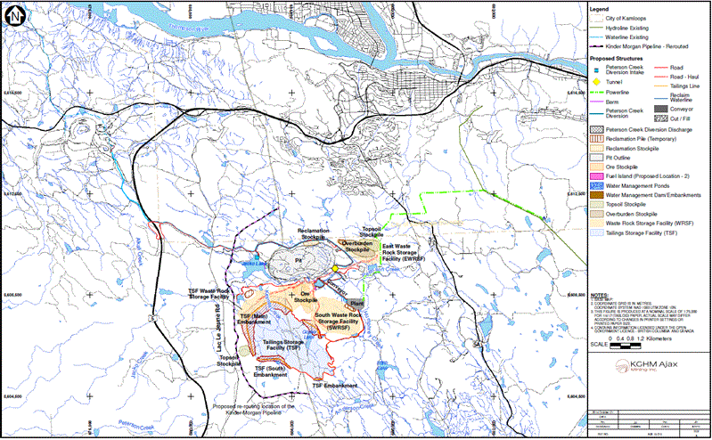 Figure 2 ? New Layout of Proposed Project (Source: KGHM Ajax Mining Inc.)
