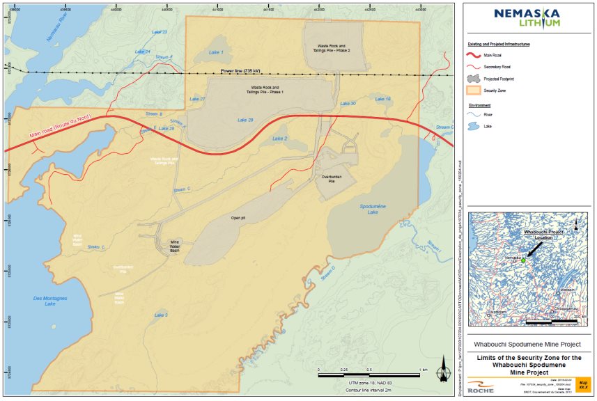 Map showing Mine Safety Zone Corresponding to the Loss of Access to Land as described in this document