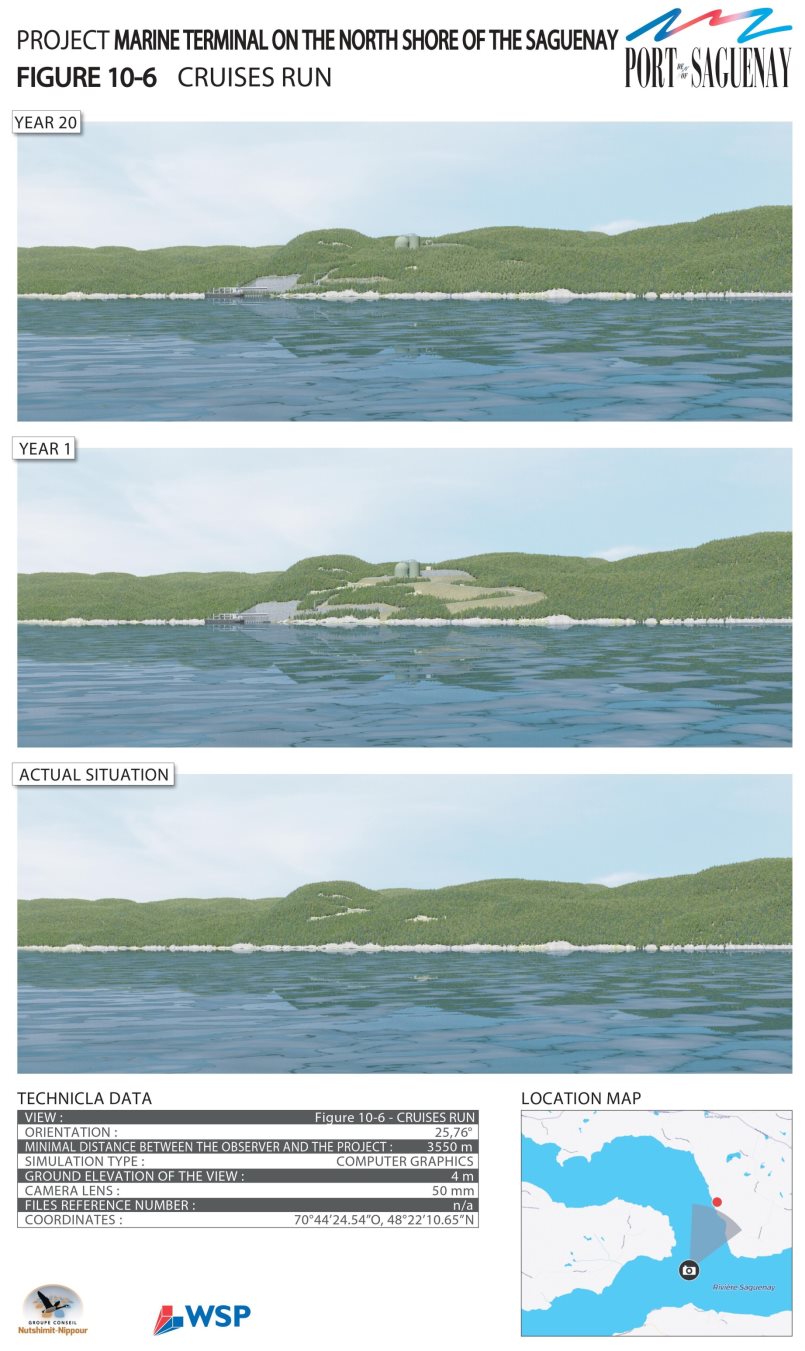 Figure 17: Visual simulations of the project seen by an observer on a cruise ship.