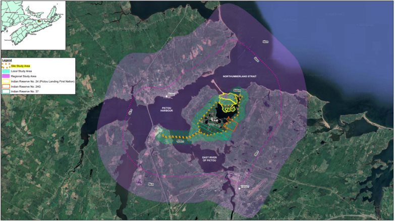The SSA encompasses the effluent treatment facility, as well as the area containing the pipeline spanning from the pulp mill to the effluent treatment facility. The LSA for most valued components encompasses the SSA and all lands and waters 500 metres from the SSA. The RSA for most valued components encompasses the SSA, LSA, and all lands and waters two to five kilometres from the SSA, depending on the valued component.