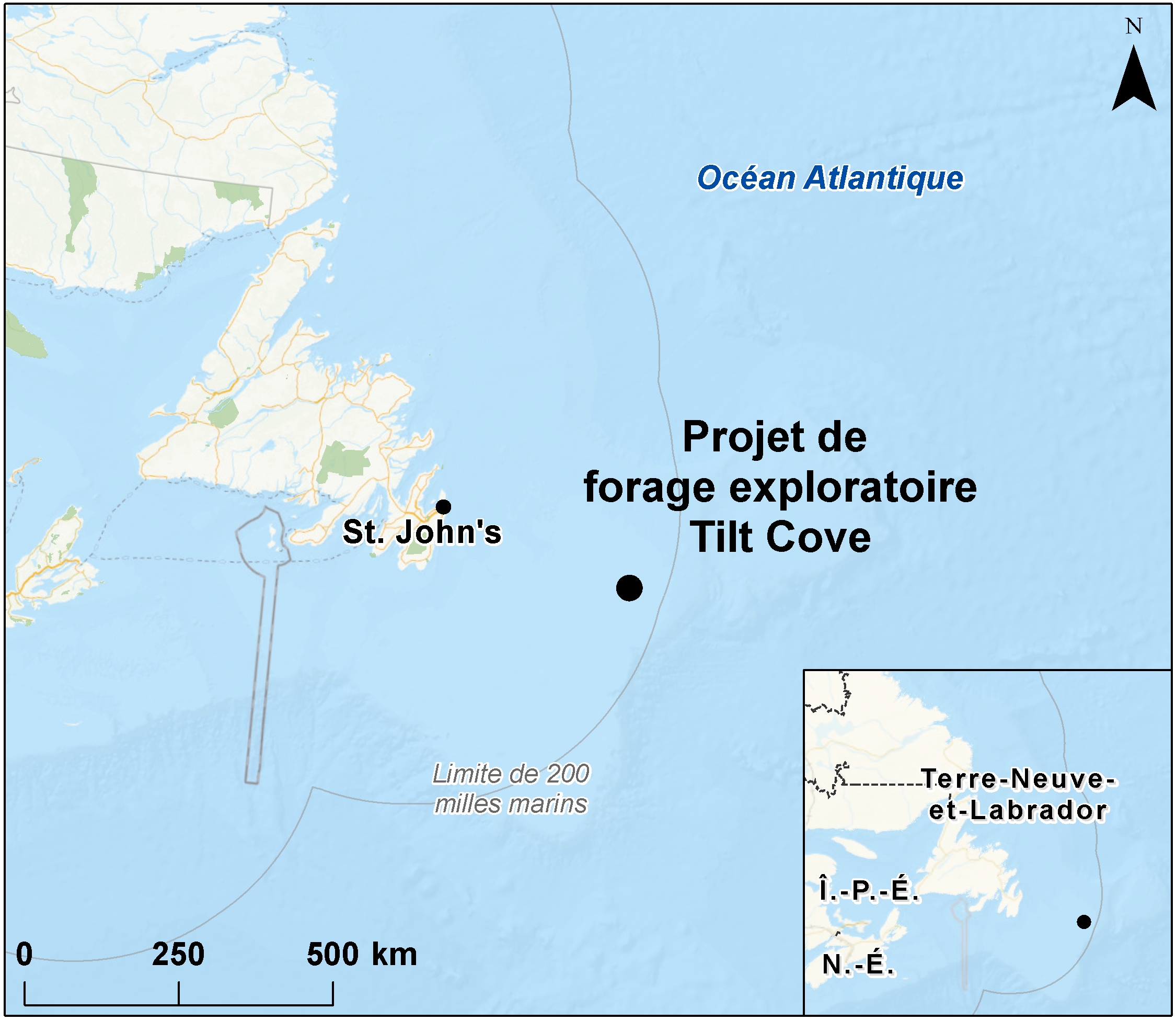 Carte indiquant l'emplacement du projet, tel que décrit dans le présent document.