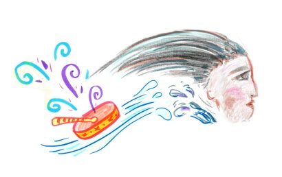 The hand drawn image is a graphic recording captured during RAWG meetings. It shows a drum, water and a woman, representing women's special role as water keepers.