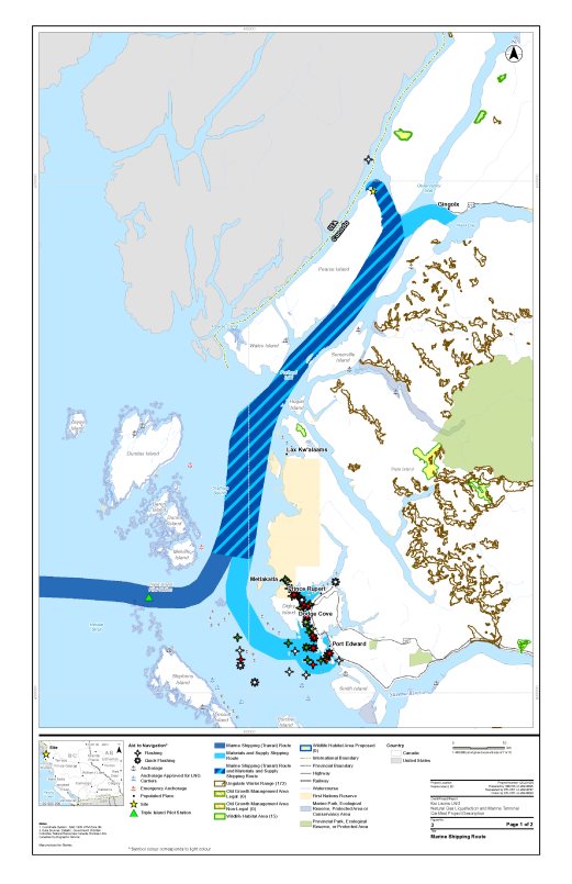 Figure 3 Marine Shipping Route - Project site to Triple Island Pilot Station and Triple Island Pilot Station to the 12 Nautical Mile Territorial Sea Limit (page 1 of 2)
